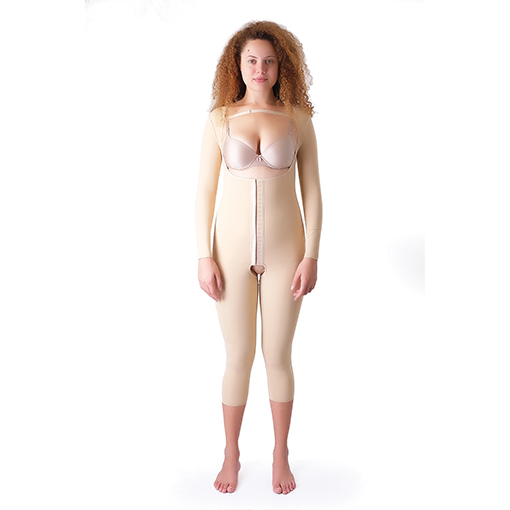 Garment for liposuction below breasts and knees